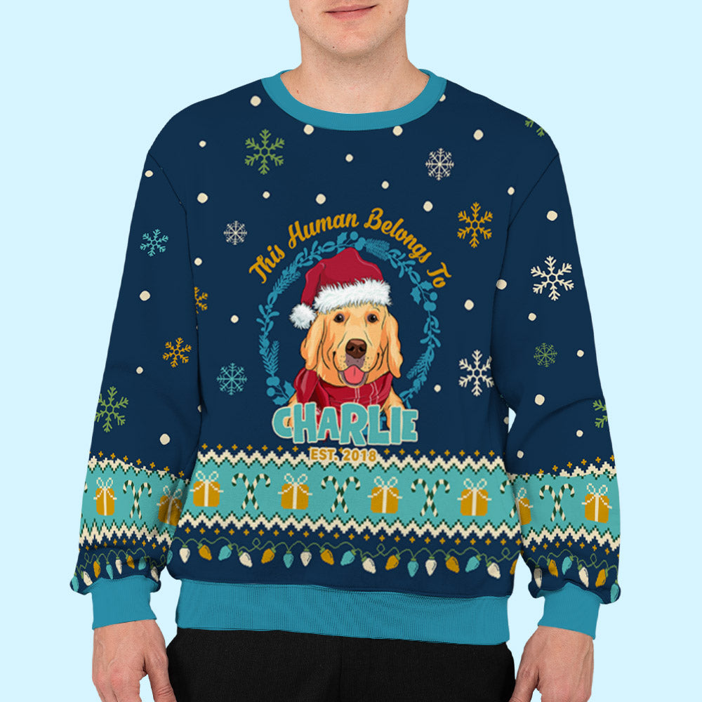 Human Belongs Christmas - Personalized Custom All-Over Print Sweatshirt for Pet Lovers