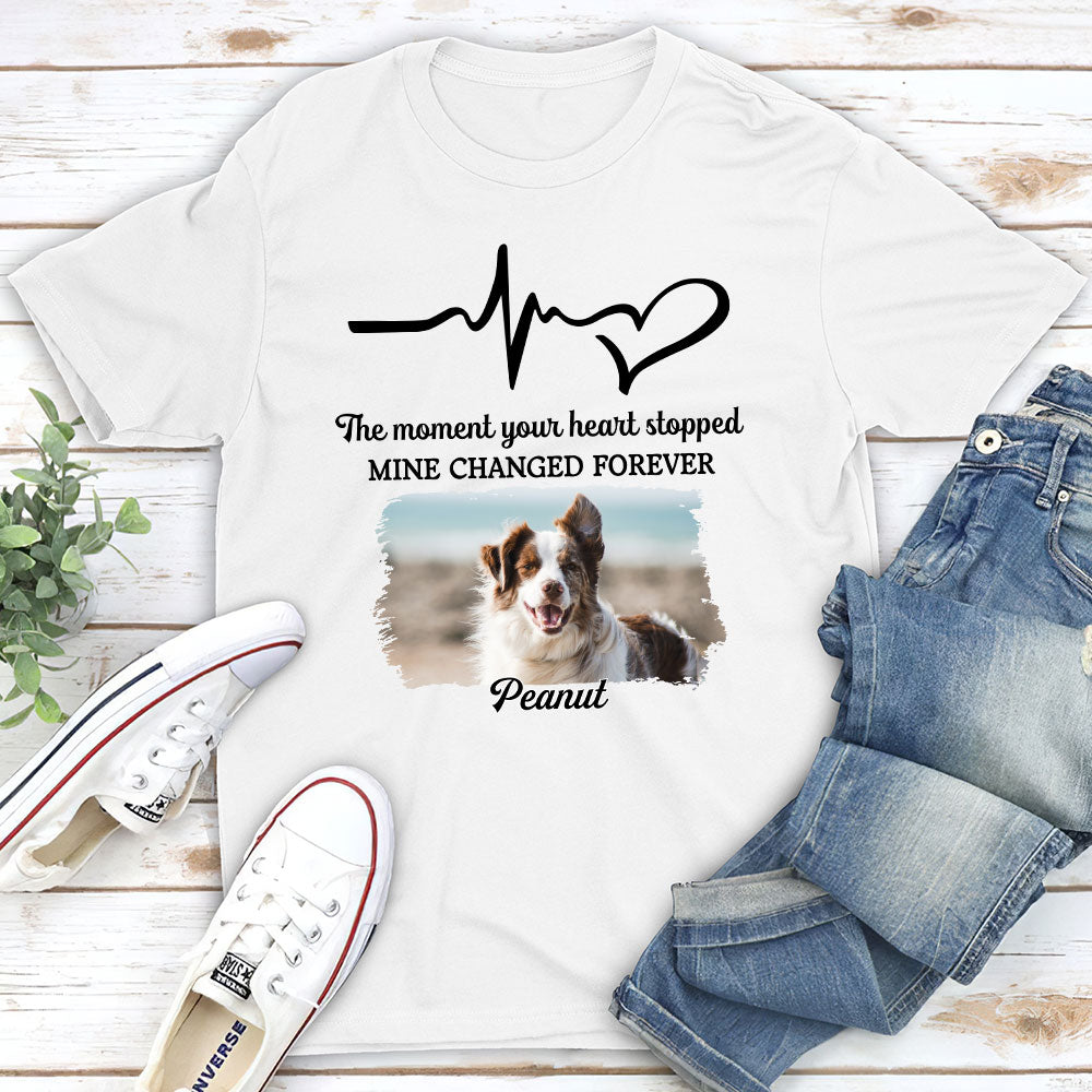 Personalized Custom Unisex Memorial T-shirt - Cherish the Moment Your Heart Stopped with Your Pet