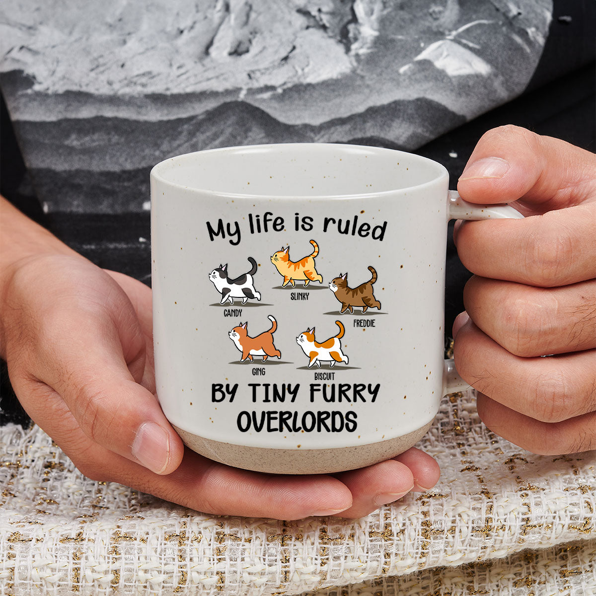 Personalized Custom Ceramic Mug: Ruled By Tiny Furry Overlords