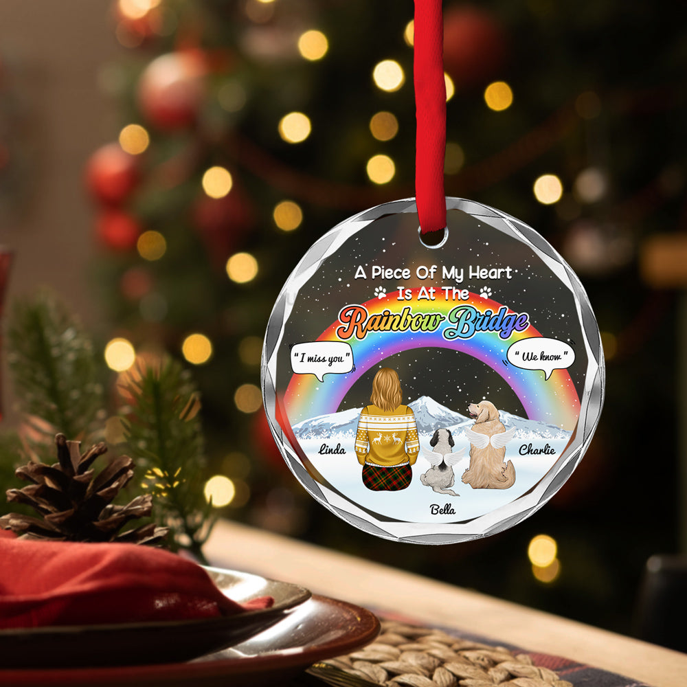 Personalized Rainbow Bridge Custom Glass Ornament - A Piece of My Heart