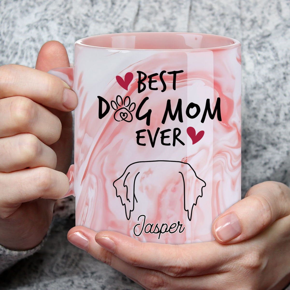 Personalized Best Mom Custom Pink Marble Ceramic Mug