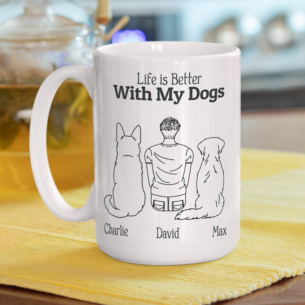 Personalized Custom 'Life Is Better With My Dogs' Coffee Mug - Ideal Gift for Dog Lovers