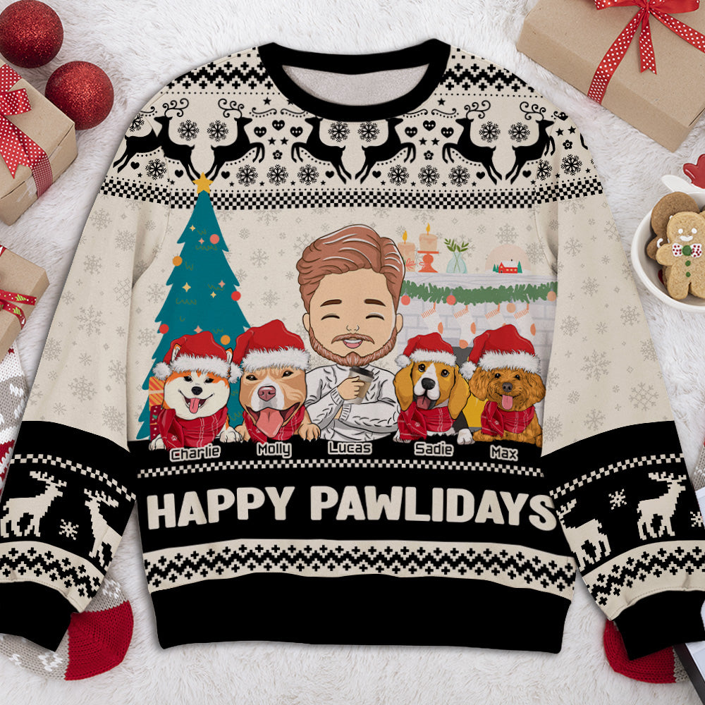 Pawlidays Personalized Custom All-Over-Print Dog Lover's Sweatshirt