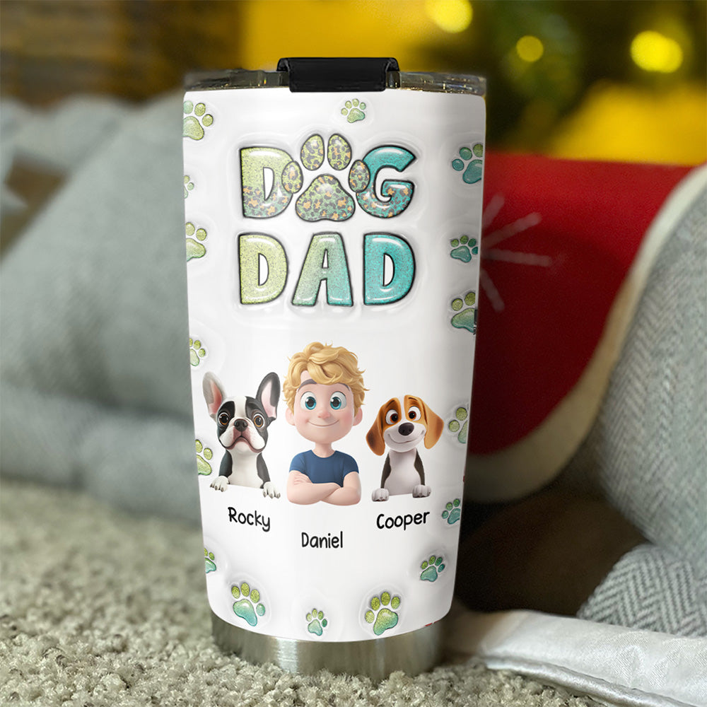 Personalized Custom 3D Inflated Effect Tumbler - Dog Dad Handsome Chibi Version 2