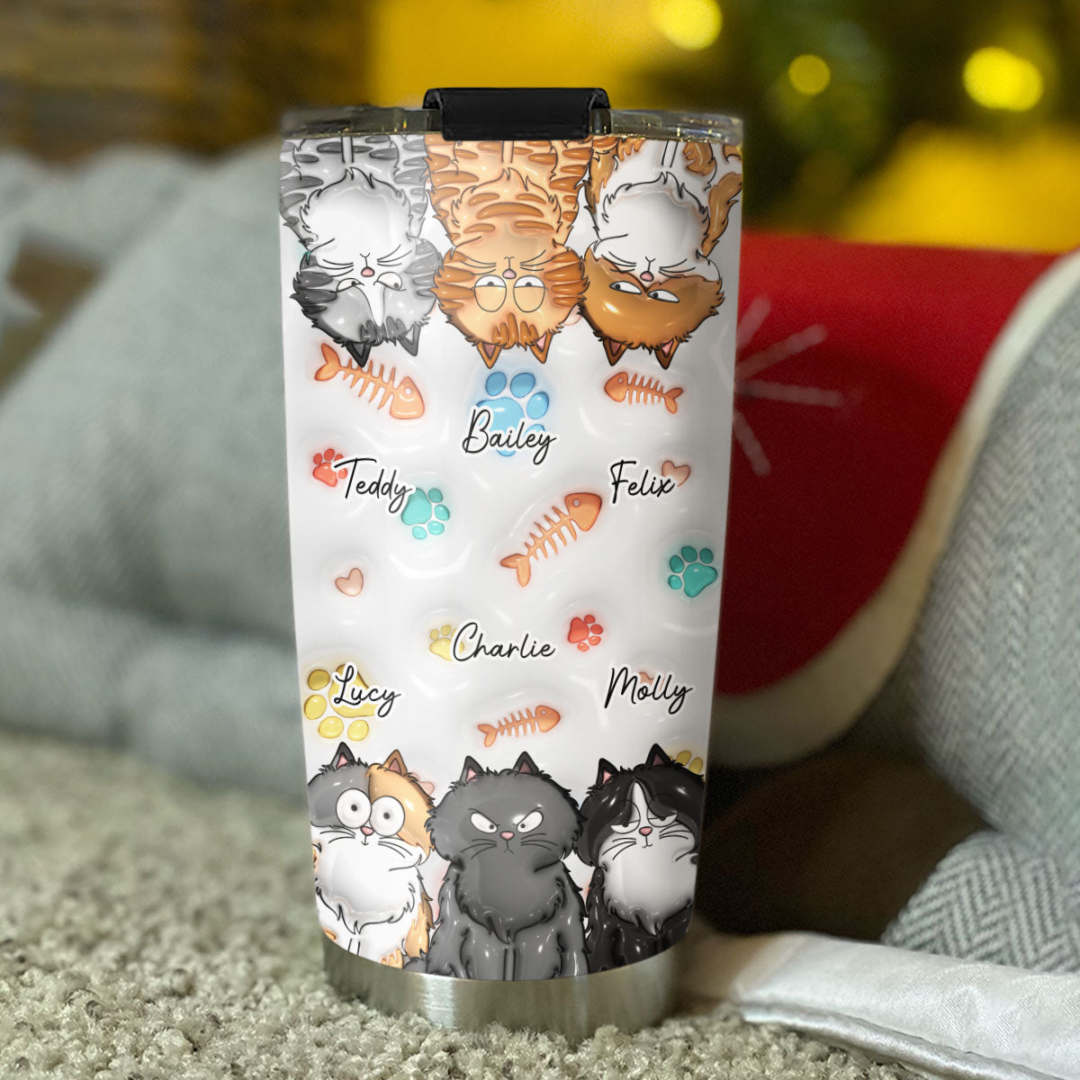 Personalized 3D Inflated Effect Tumbler - Ideal for Cat Lovers