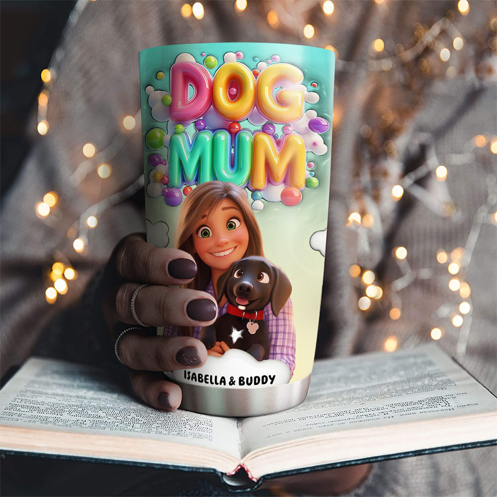 Personalized 3D Inflated Effect Puppy Love Tumbler - Keep Drinks Hot or Cold