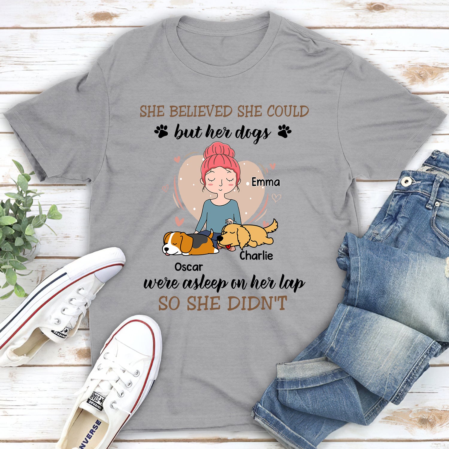Personalized Unisex 'Asleep On Her Lap' T-shirt - Ideal Gift for Pet Lovers