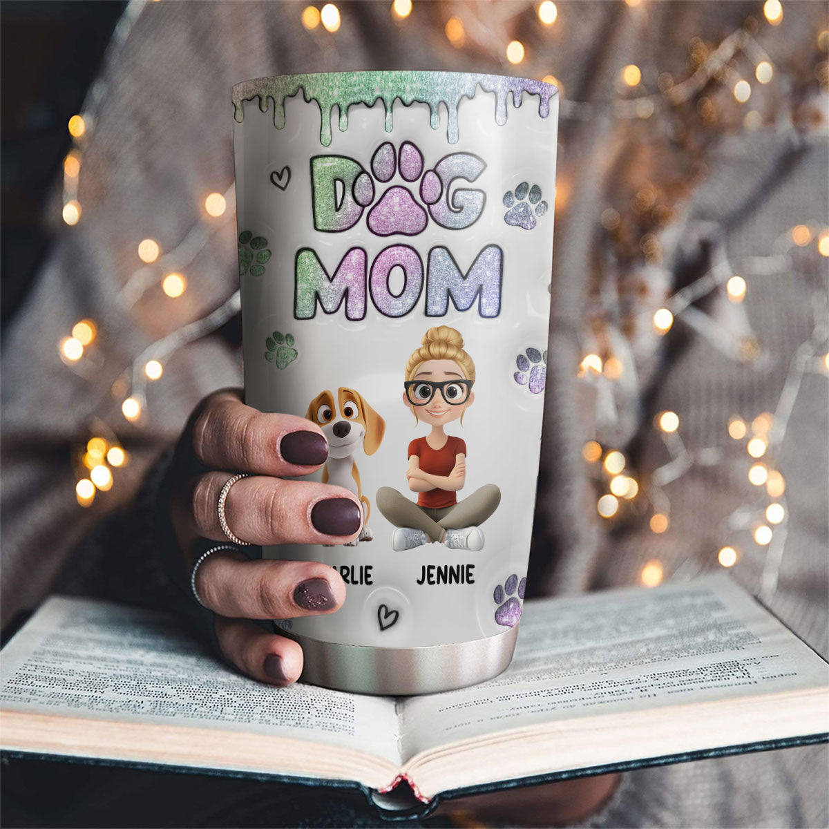 Customizable 3D Inflated Effect Tumbler - Perfect Gift for Dog Moms