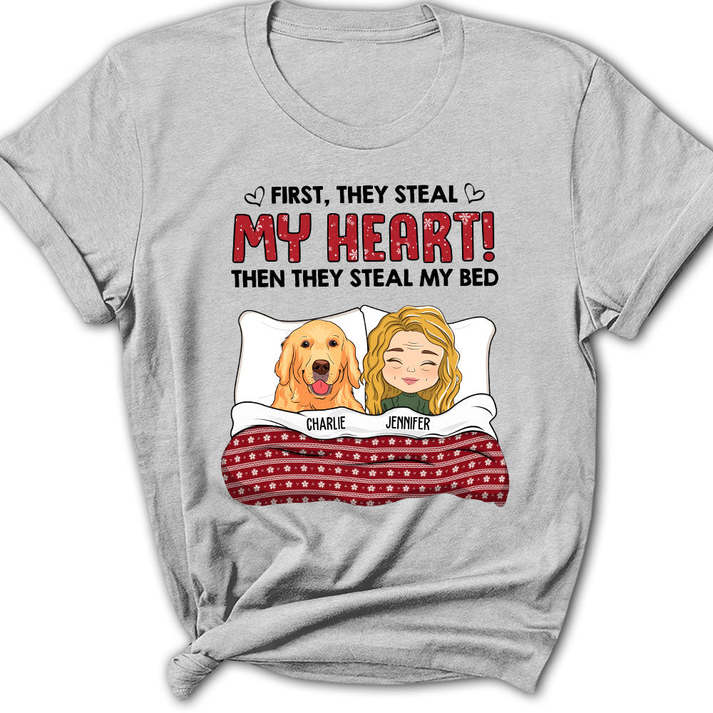 Personalized Custom Women's 'Silently Steal My Bed' Pet - Lover T - shirt