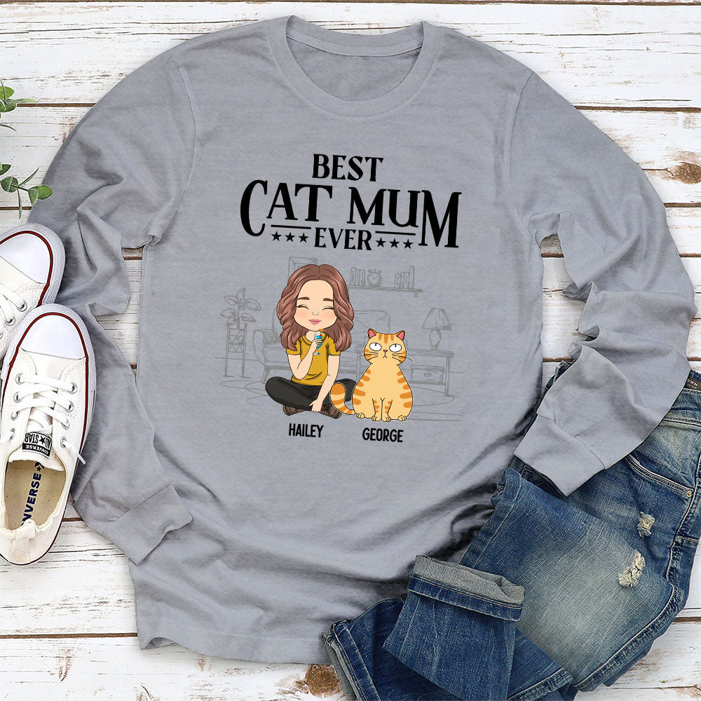 Top-Rated Personalized Custom Long Sleeve T-shirt for the Best Cat Dads