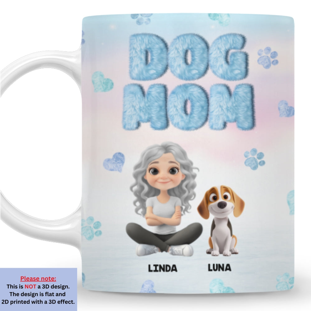 Personalized 3D Inflated Effect Fluffy Dog Mom Mug