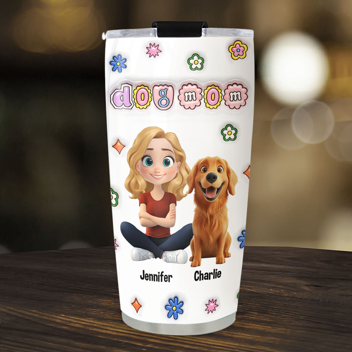 Personalized 3D Inflated Effect Tumbler for Dog Moms - Love Yourself!
