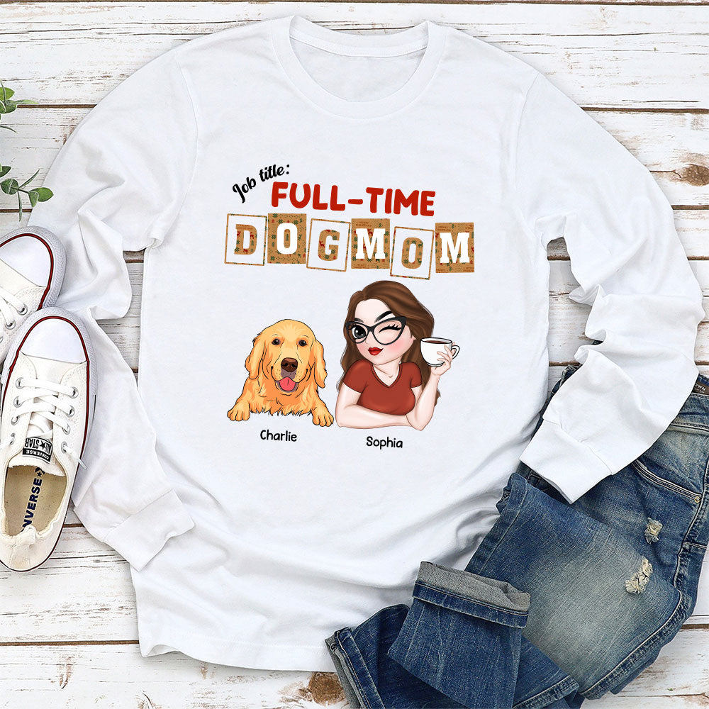 Personalized Full-Time Dog Mom & Dad Christmas Long Sleeve T-Shirt