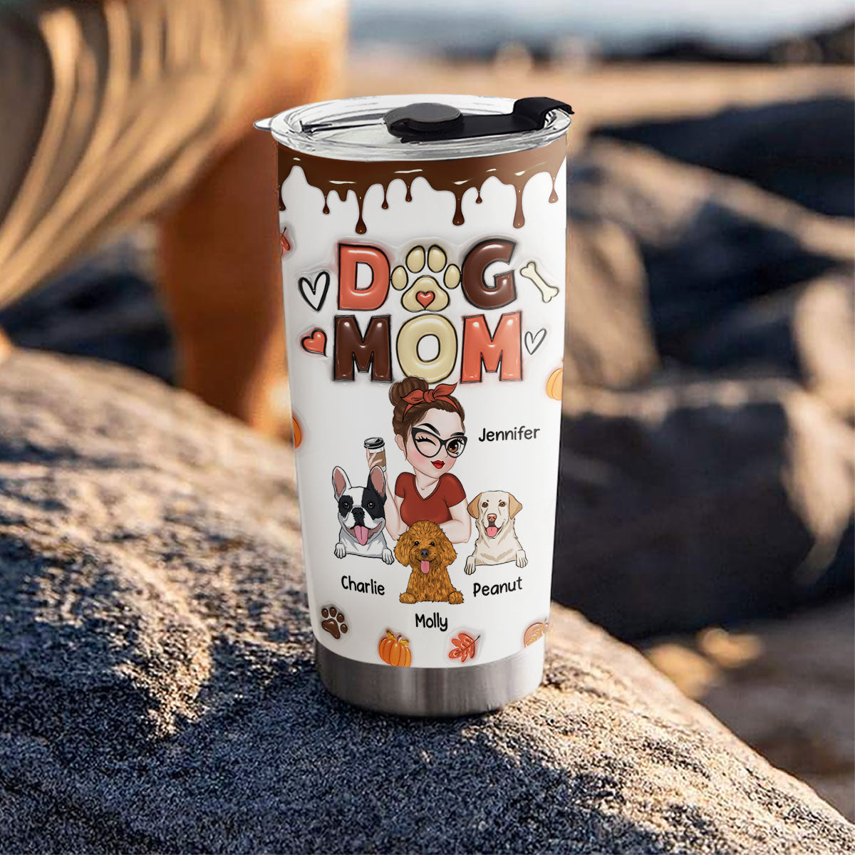 Personalized Custom 3D Inflated Effect Fall Tumbler for Dog Moms