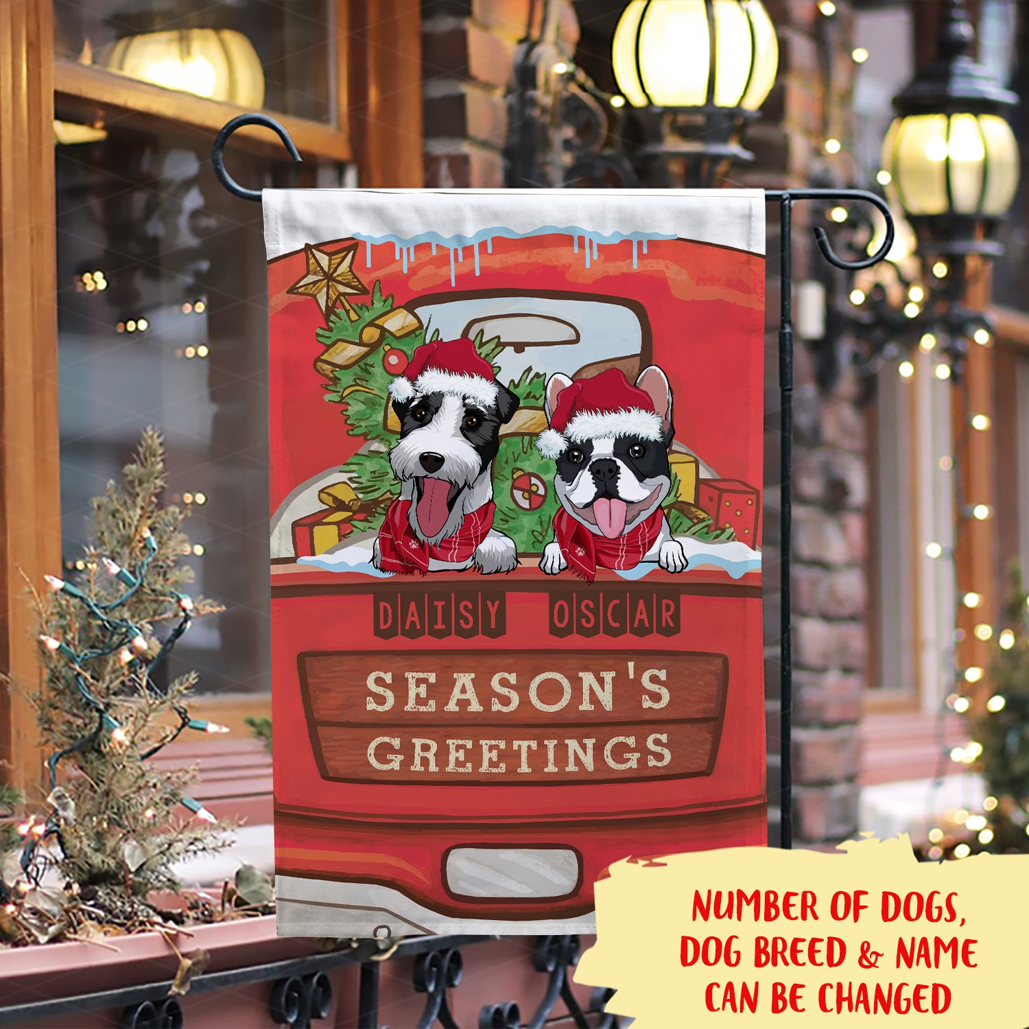 Personalized Christmas Garden Flag - Ideal Lawn Decor for Dog Lovers