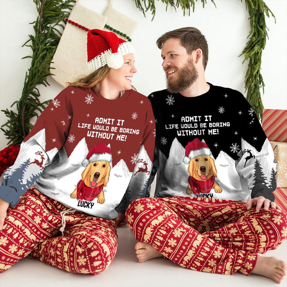Snowy Delight: Personalized All-Over-Print Sweatshirt for Pet Lovers