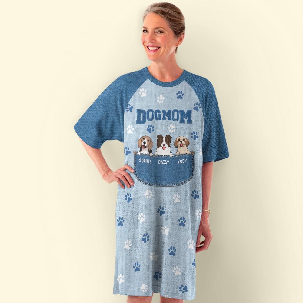 Personalized Custom 3/4 Sleeve Dog Mom Center Pocket Dress - Stand Out Everywhere