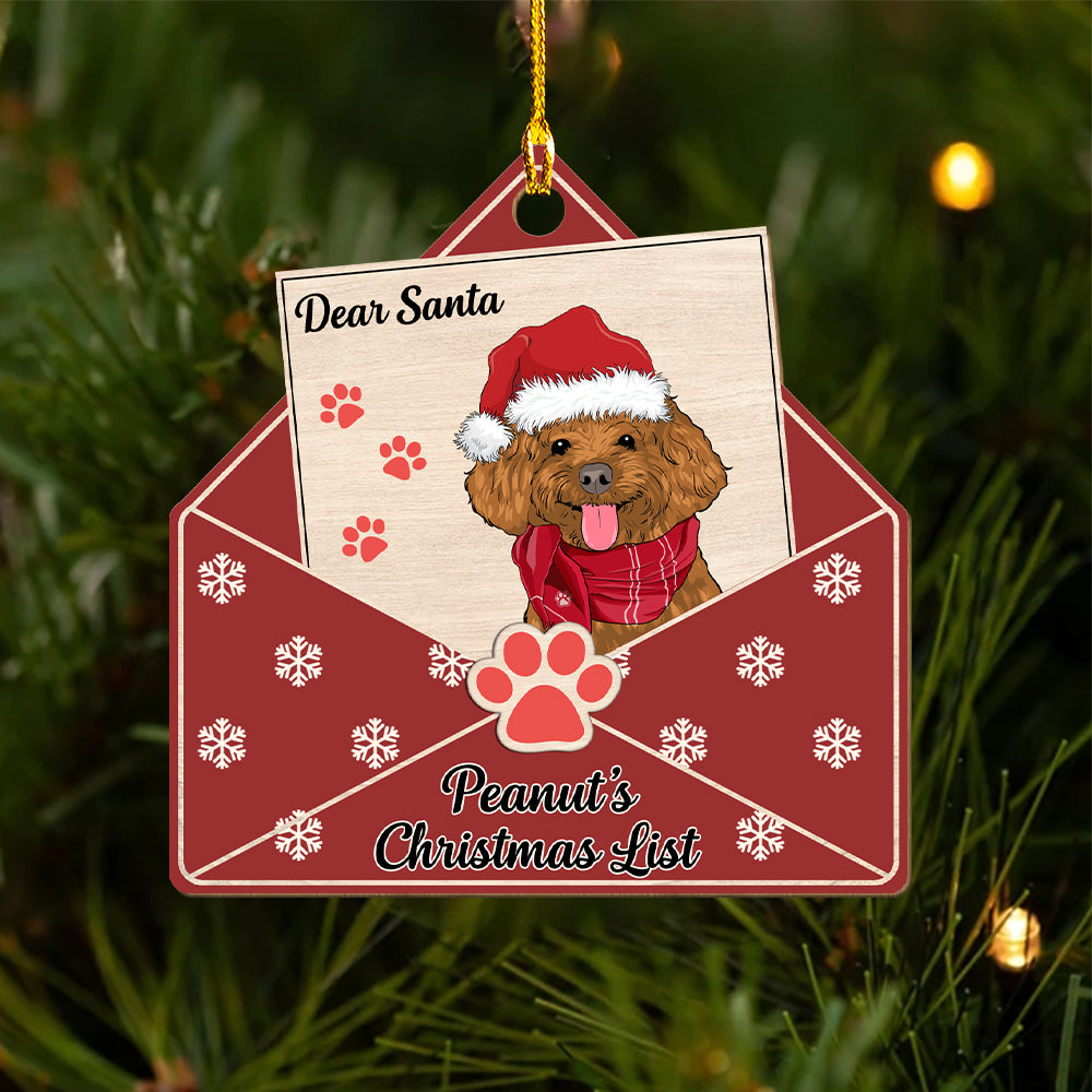 Pet Dear Santa Personalized One - Layer Custom Wood Christmas Ornament