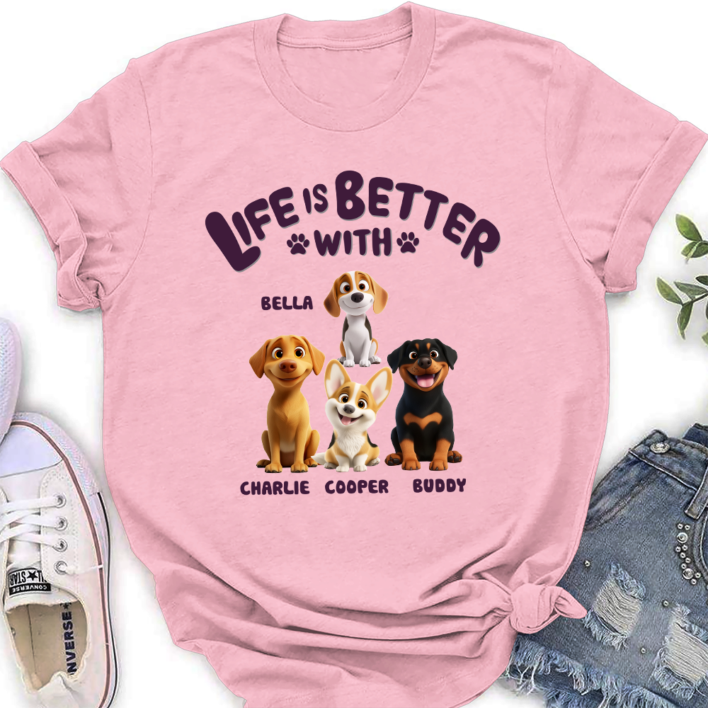 Personalized Custom Women's 'Better Life With My Dog' T-Shirt - Ideal Gift for Pet Lovers