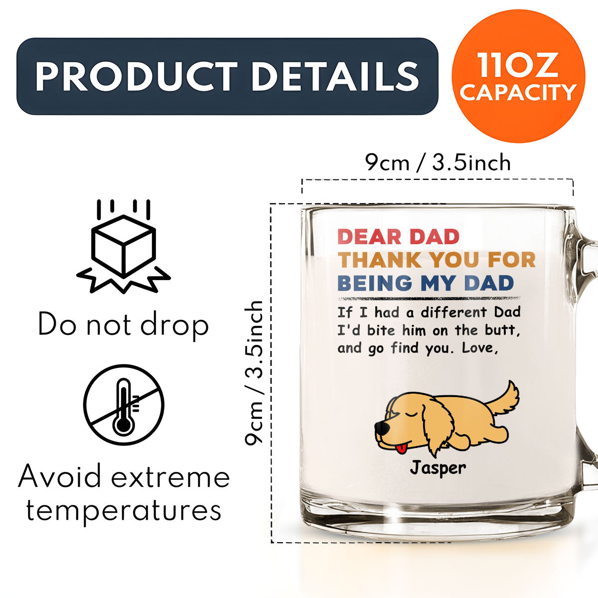 Personalized Custom Glass Mug - Bite On The Butt Design