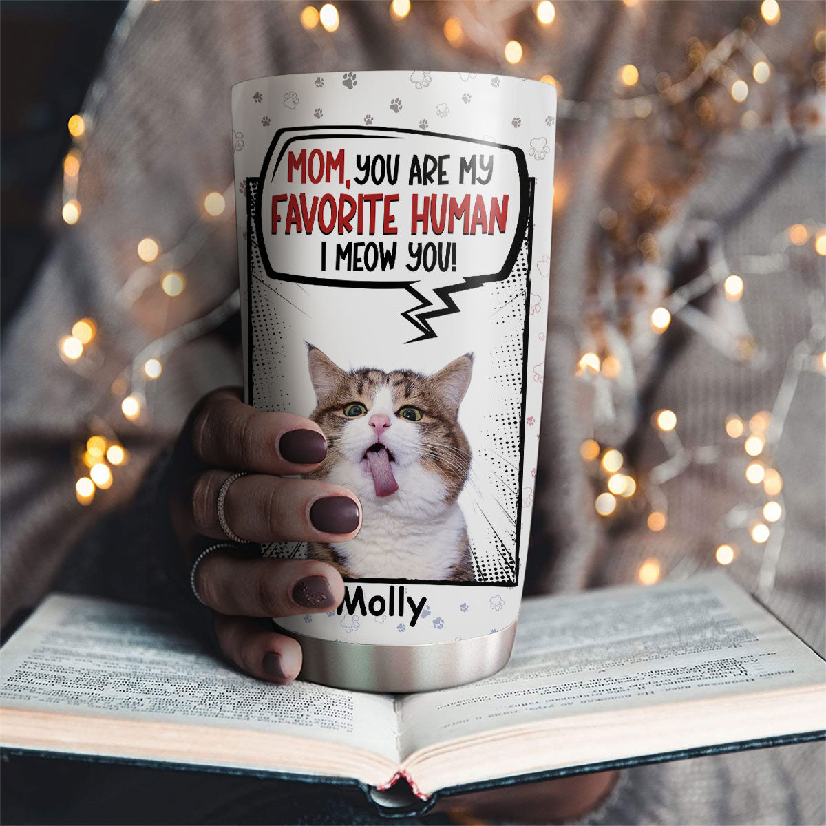 Personalized Favorite Cat Photo Tumbler - Unique Customizable Drinkware