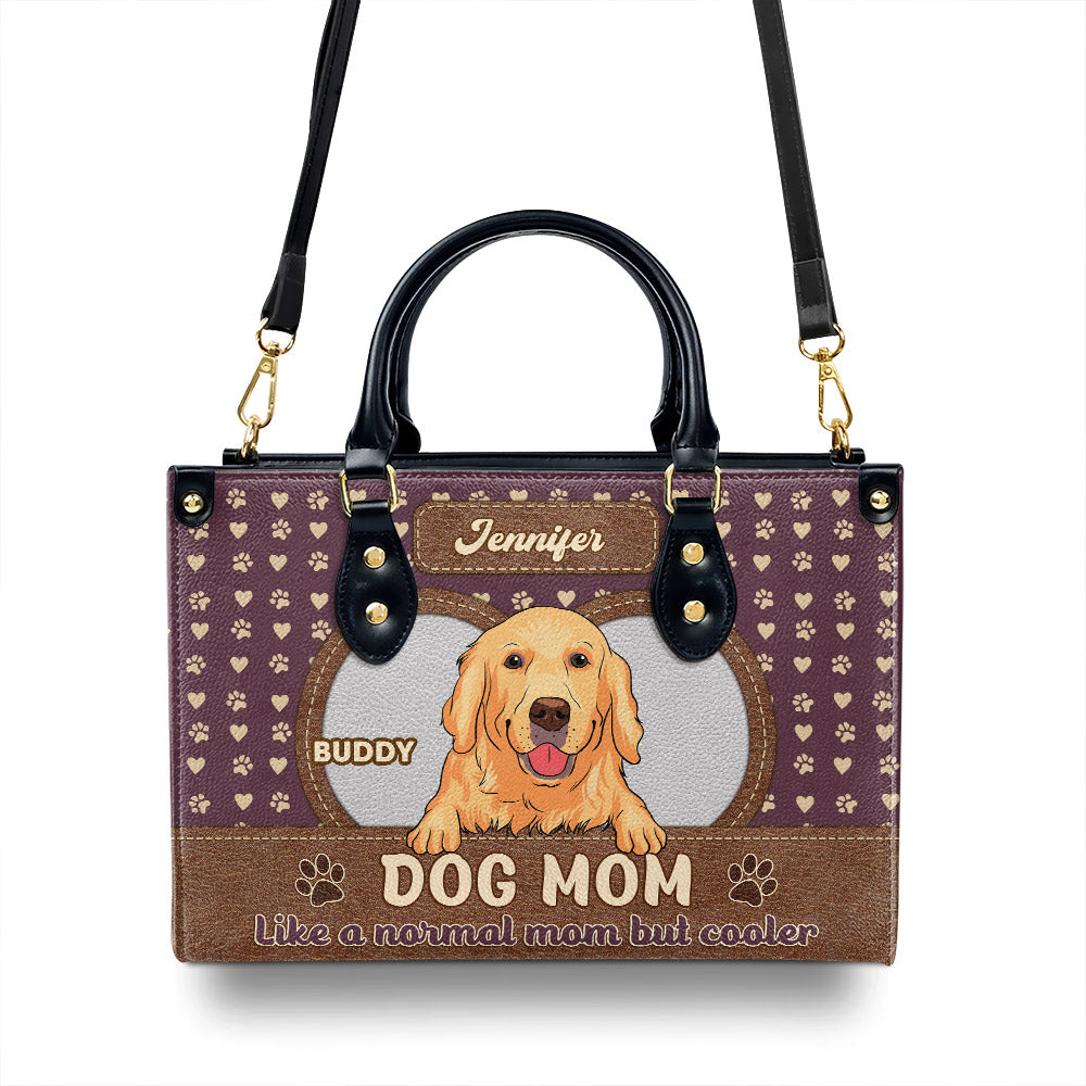 Cool Dog Mom Personalized Custom Leather Handbag