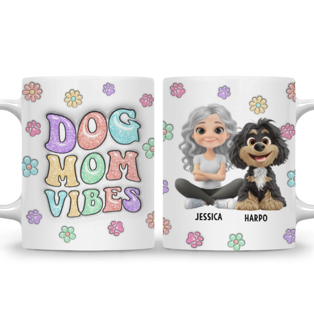Personalized 3D Inflated Effect Ceramic Mug for Dog Moms - A Cute and Vigor - Starting Gift