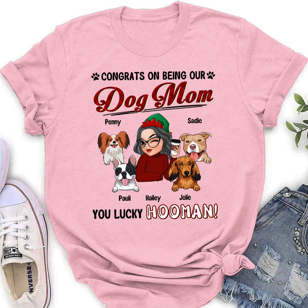 Lucky Dog Dad and Mom Personalized Custom Women's T-Shirt - Ideal Gift for Pet Lovers