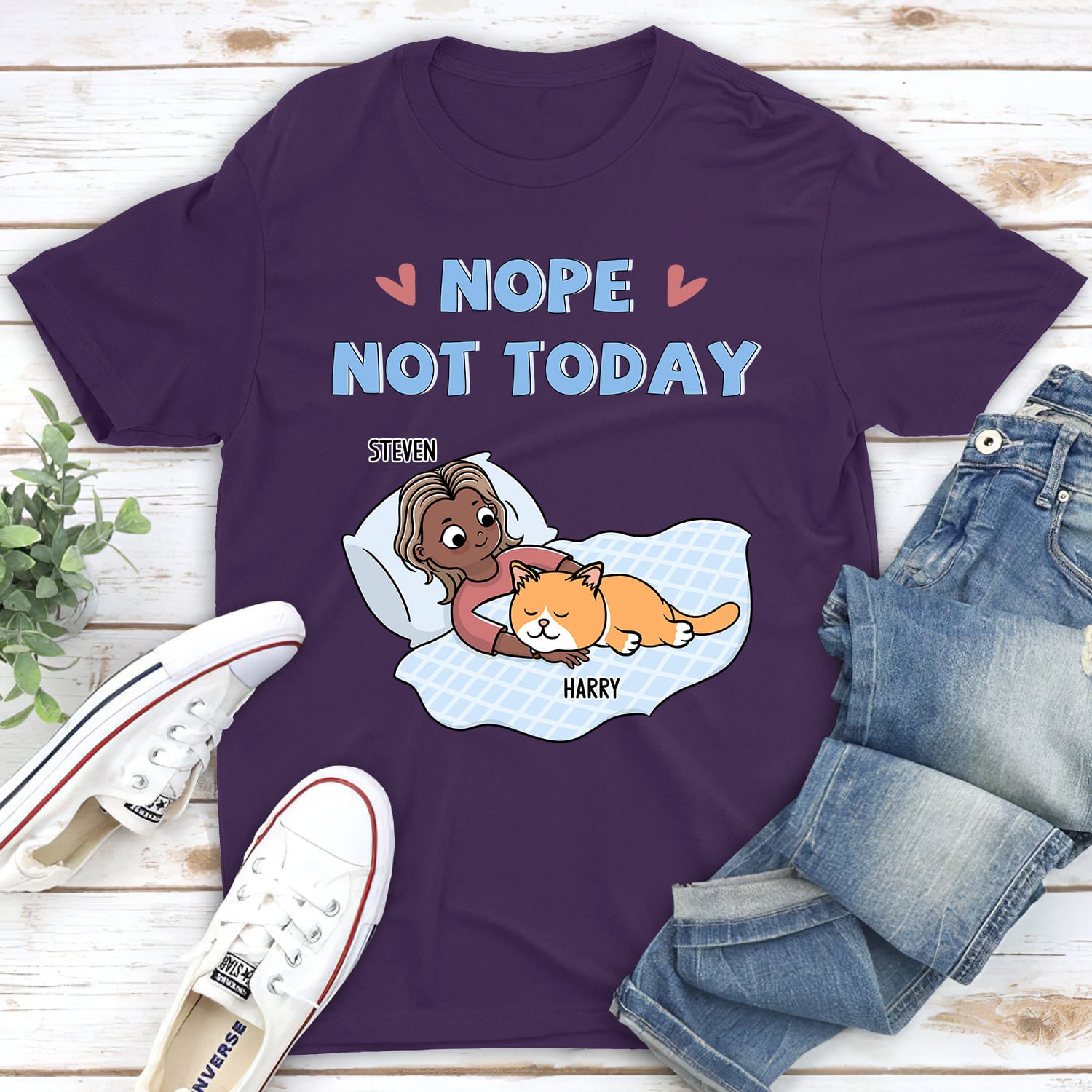 Chibi 'Nope Not Today' Personalized Unisex Custom T-shirt for Pet Lovers