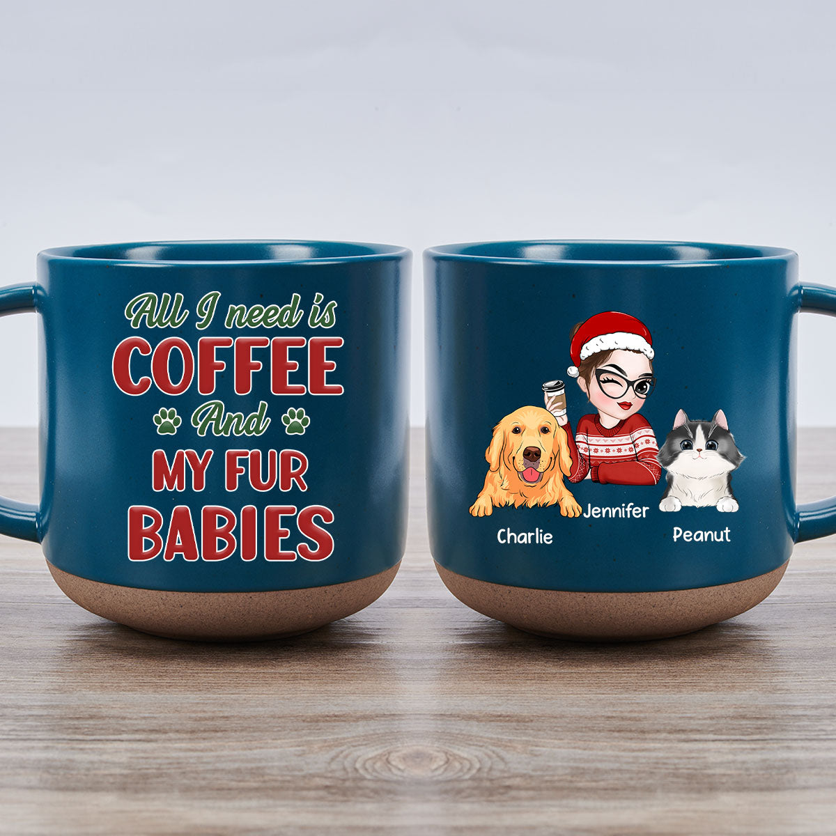 Personalized 'All I Need Is My Fur Baby' Pottery Mug - Customized for Your Canine Love