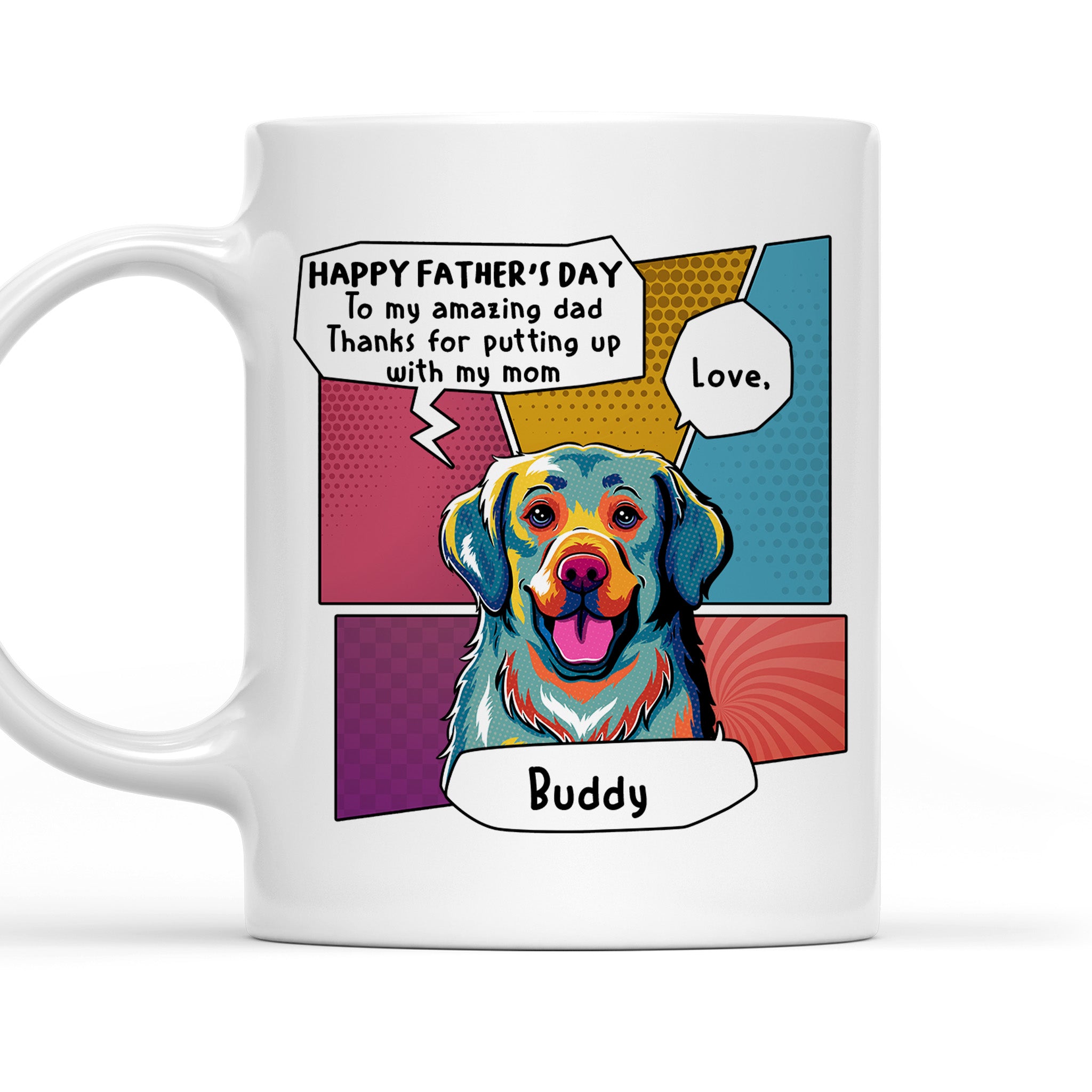 Personalized Pop Art Custom Coffee Mug for Amazing Moms and Dads