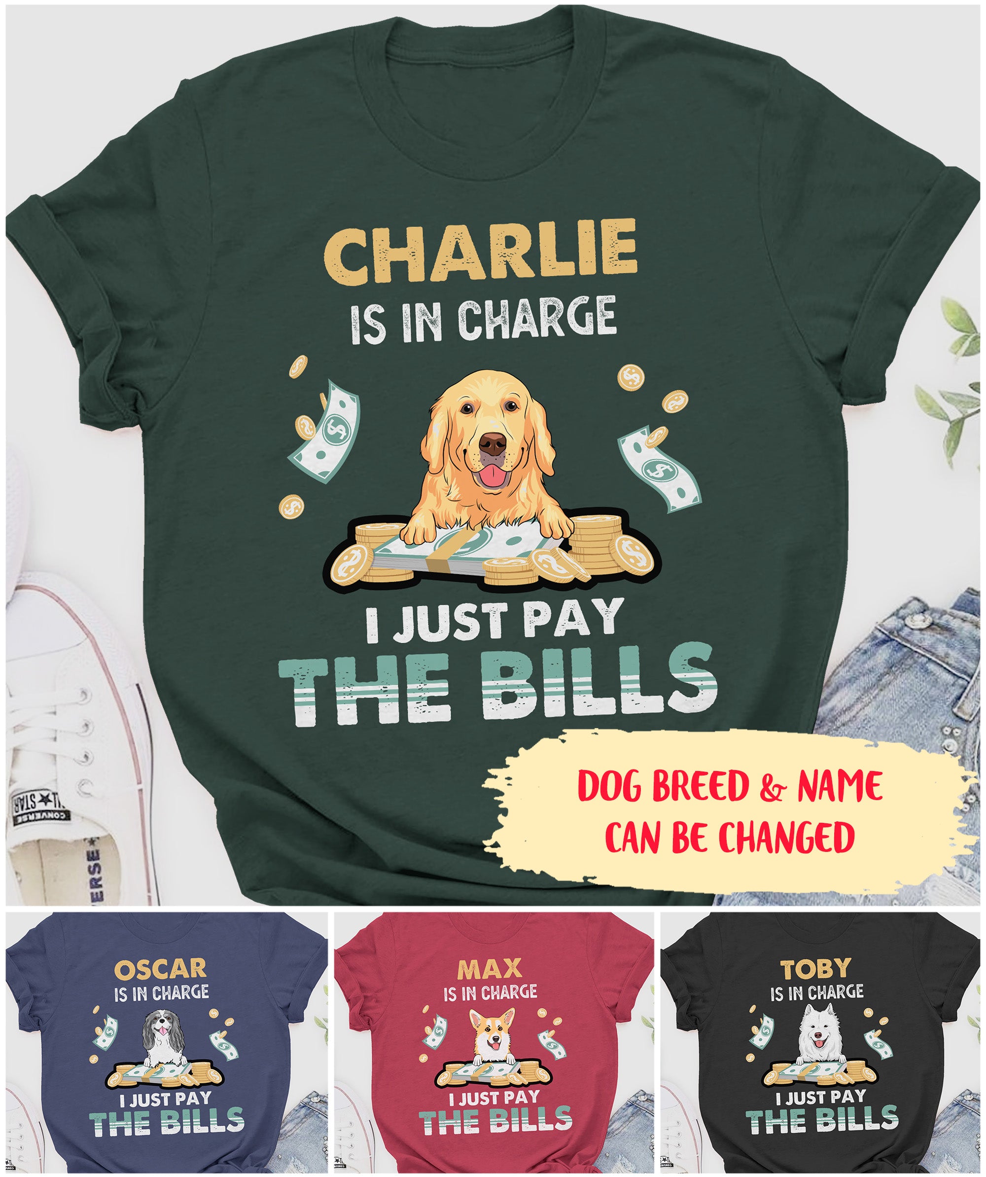 Personalized 'My Dog is in Charge' Classic Unisex T - shirt for Pet Lovers