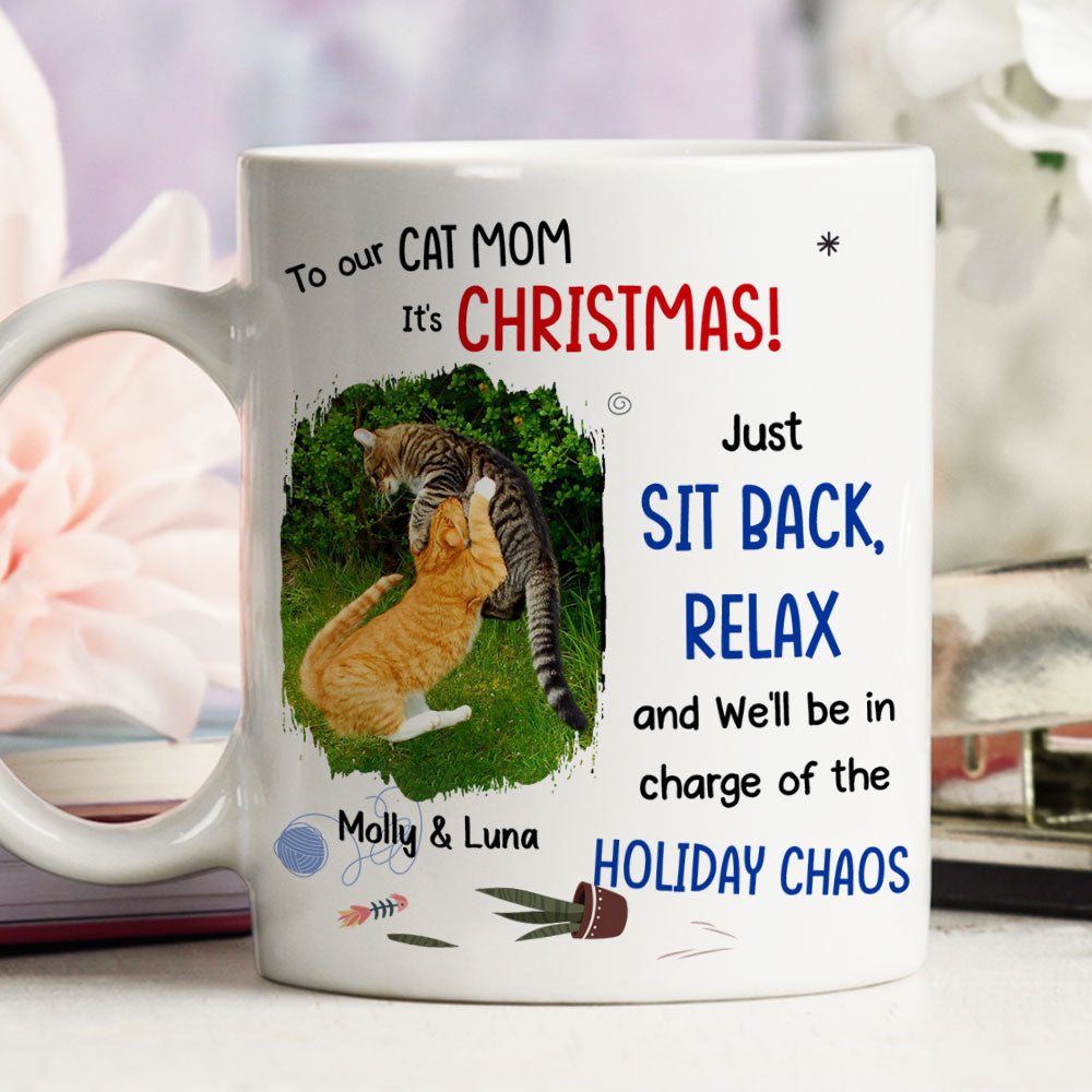 Personalized 'Let Cats Rule the Chaos' Photo Coffee Mug - Ideal Gift for Pet Lovers