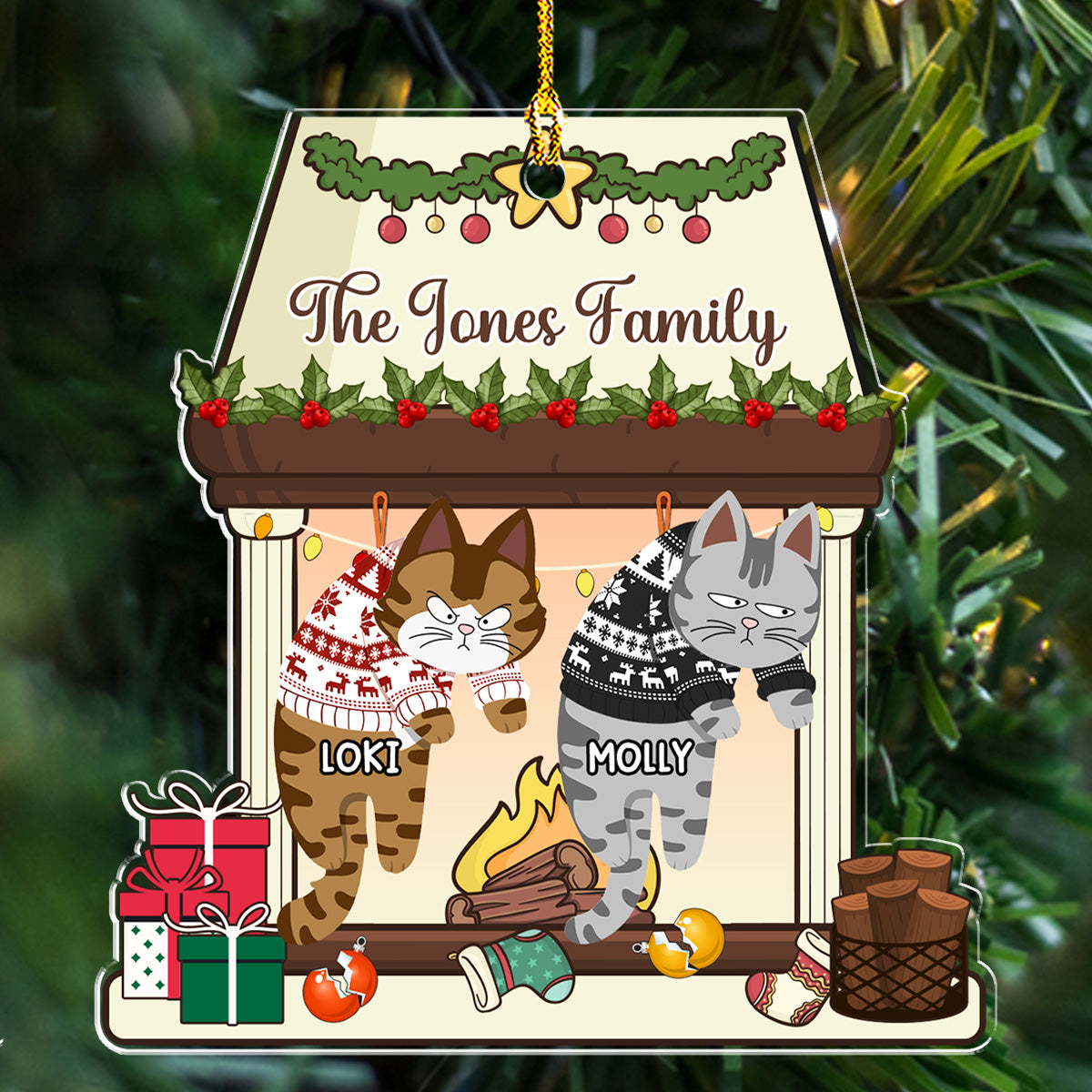 Customizable Personalized Acrylic Christmas Ornament - We Are Not Naughty Cats