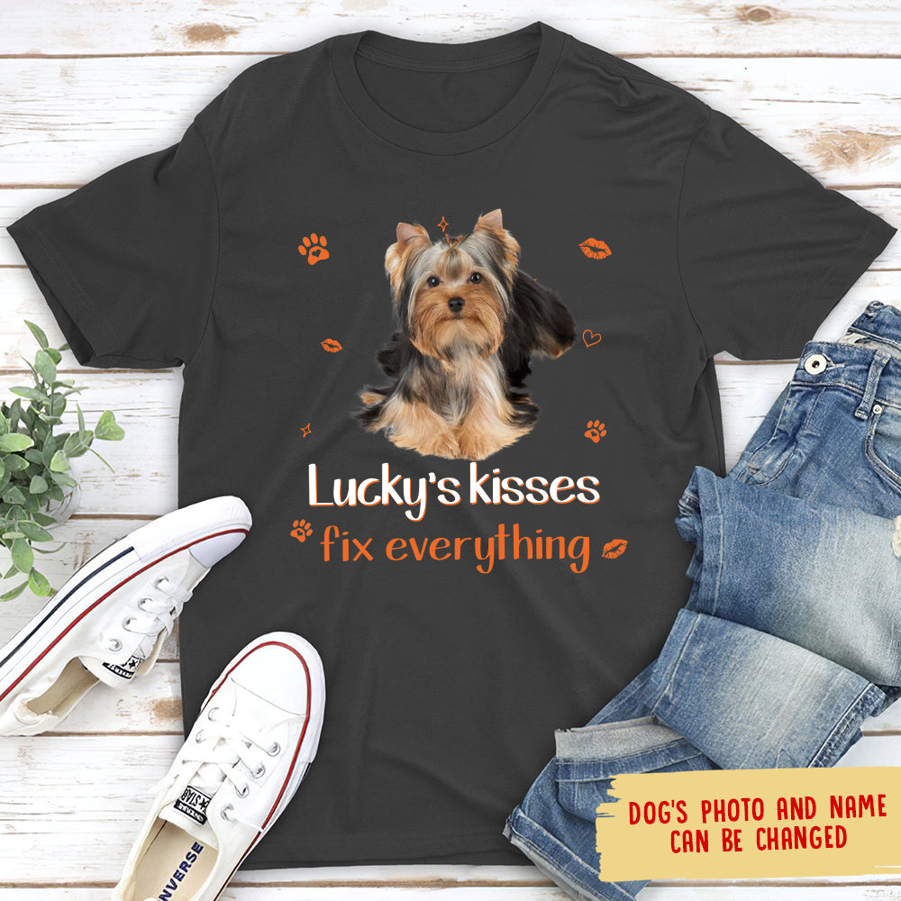 Customizable Dog Kisses Unisex Personalized Photo T-shirt for Pet Lovers