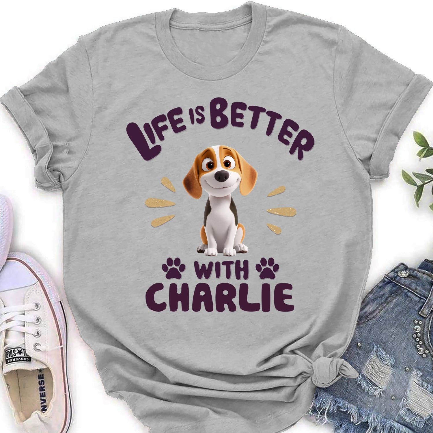 Personalized Custom Women's 'Better Life With My Dog' T-Shirt - Ideal Gift for Pet Lovers