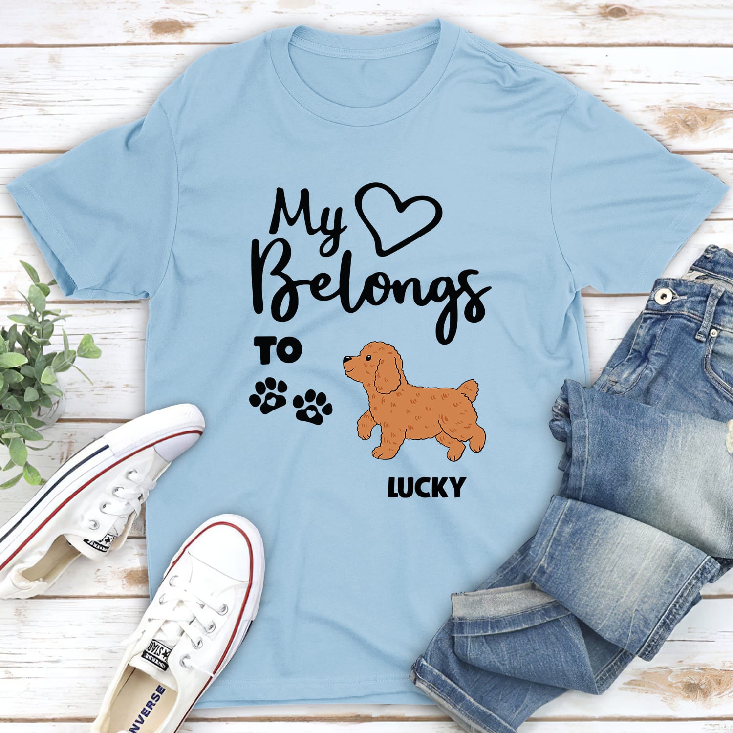 Personalized Custom Unisex 'Heart Belongs To Dog' T-shirt - Ideal Gift for Pet Lovers