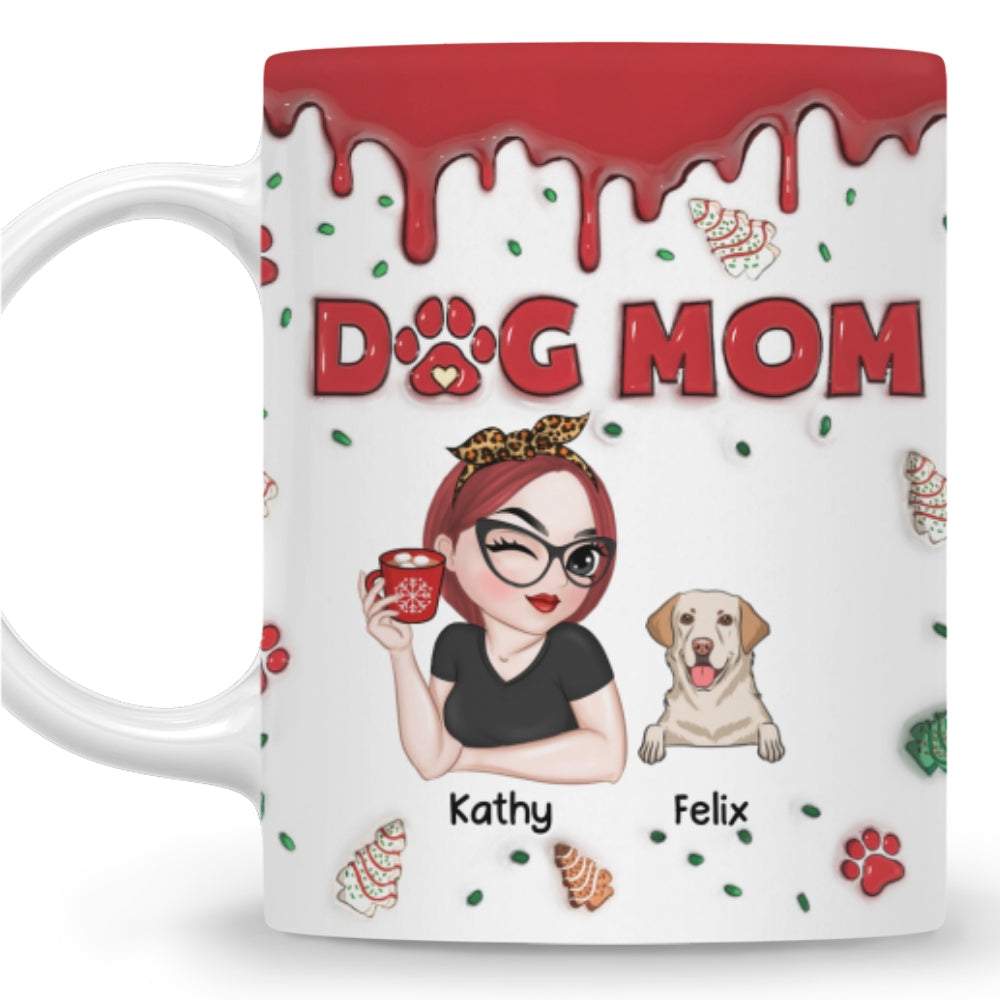 Personalized 3D Inflated Effect Dog Mom Christmas Ceramic Mug
