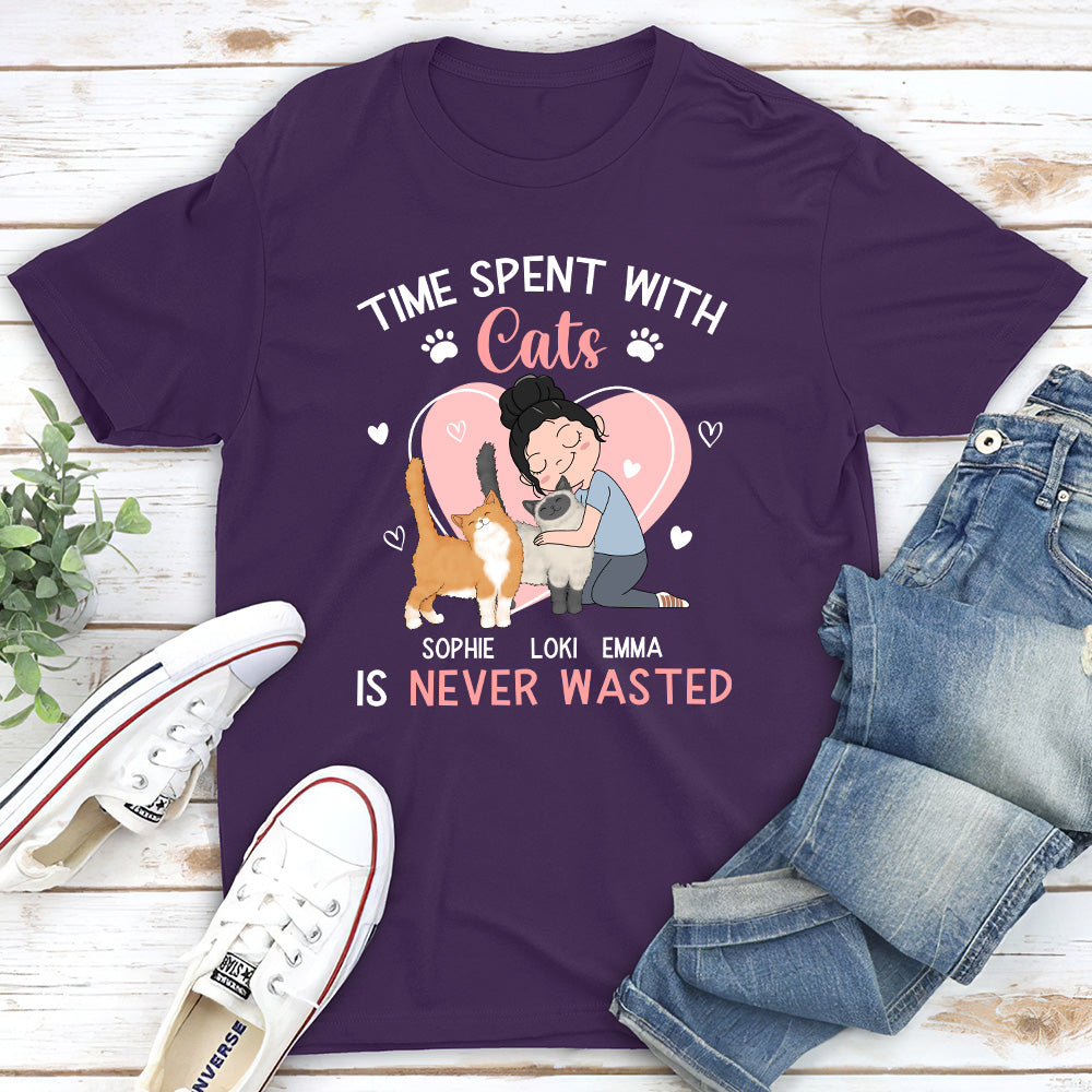 Spent Cat Time - Customizable Unisex Personalized Cat Lover T-shirt
