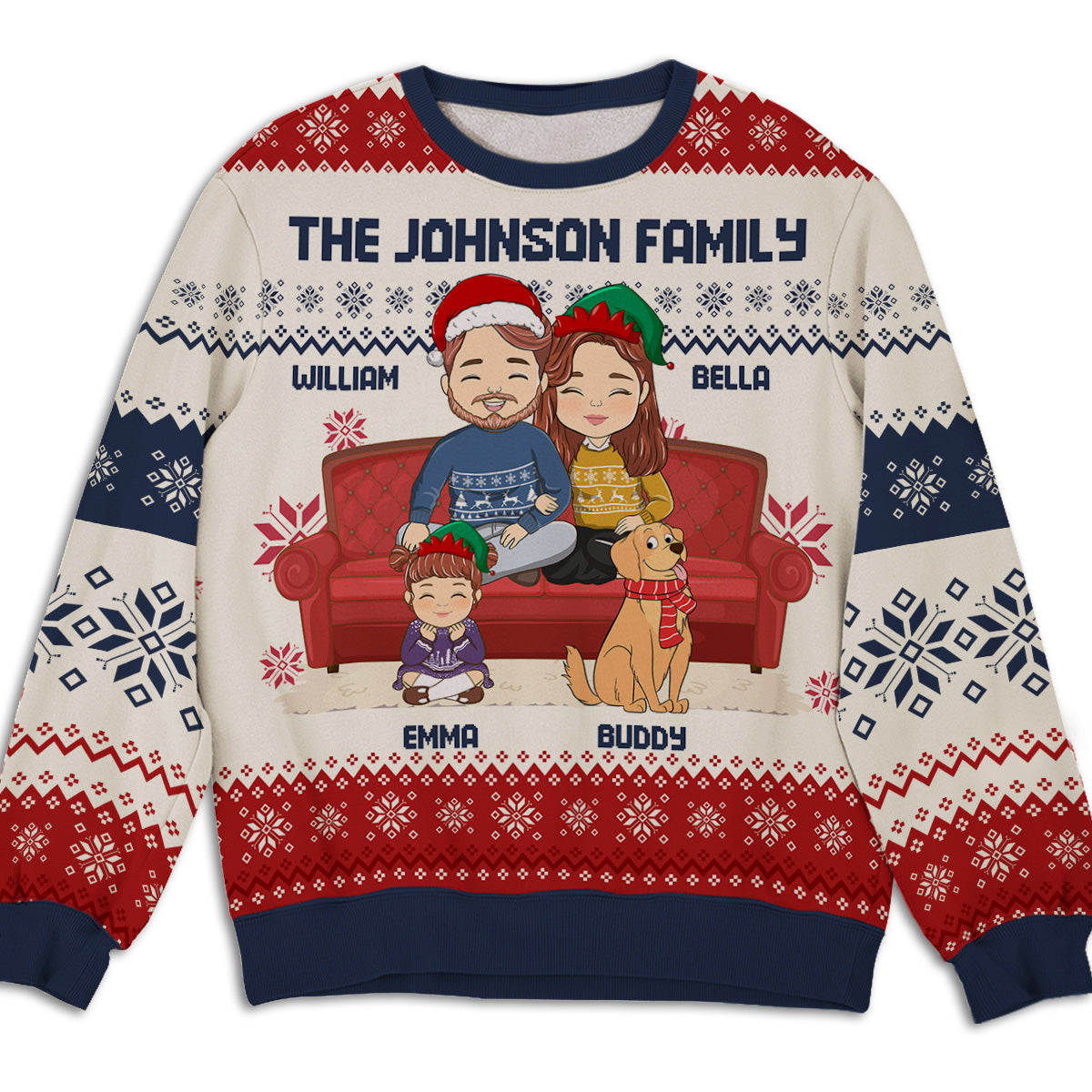 Personalized All-Over-Print Couple and Family Sweatshirt with Pets and Kids