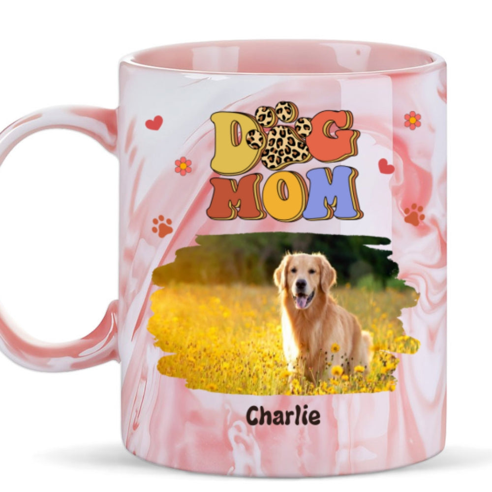 Slay Dog Mama Personalized Custom Pink Marble Photo Mug - Ideal Gift for Special Occasions