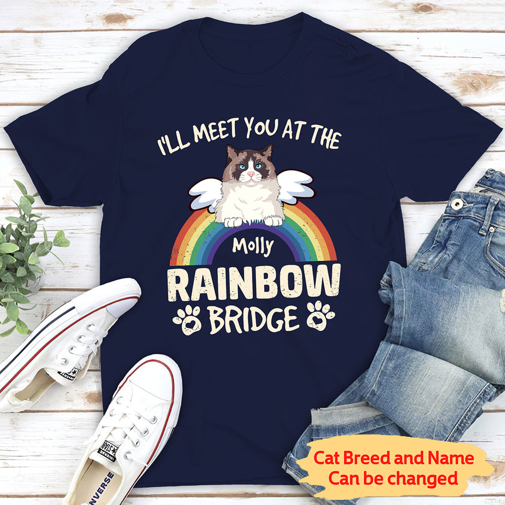 Personalized Custom Unisex 'I'll Meet You At The Rainbow Bridge' Memorial T-shirt for Pet Lovers