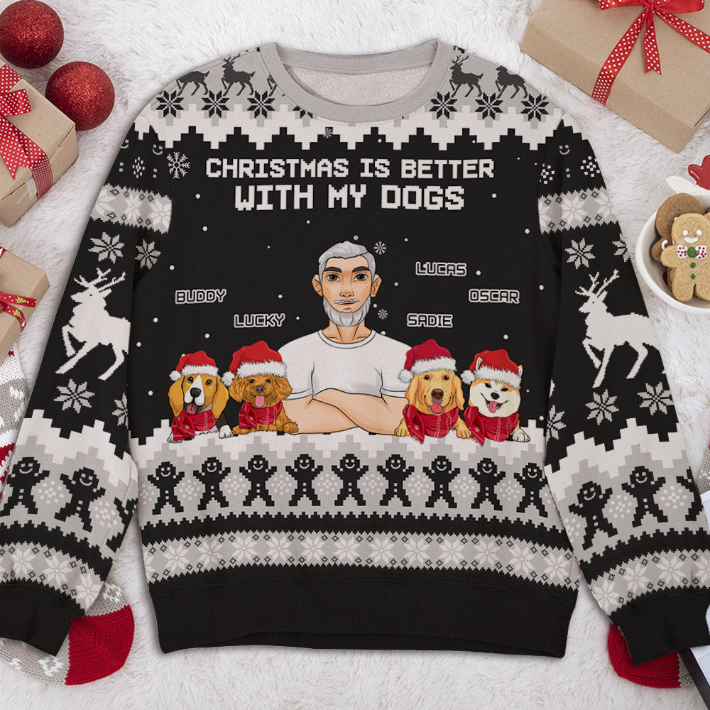 Personalized All-Over-Print Dog Lover's Holiday Sweatshirt
