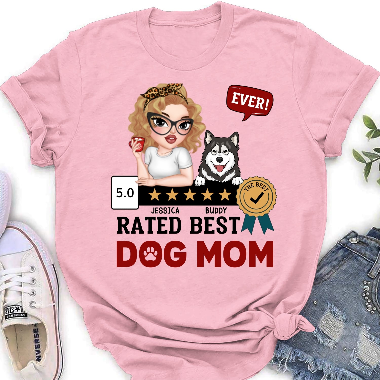 Top-Rated Personalized Custom Women's T-shirt for Dog Moms