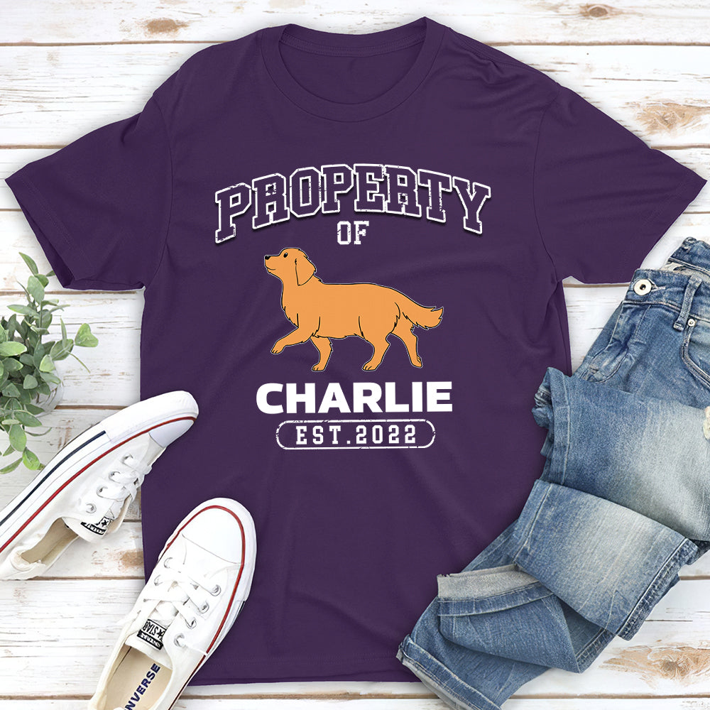 Personalized Custom Unisex 'Property Of A Dog' T-shirt - Ideal Gift for Pet Lovers