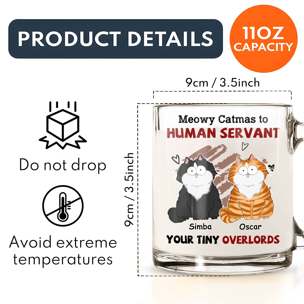 Personalized Custom Glass Mug - Your Unique Tiny Overlords