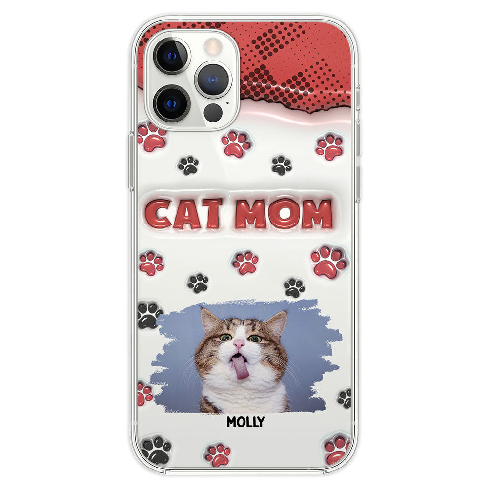 Personalized Cat Mom 3D Inflated Effect Custom Phone Case