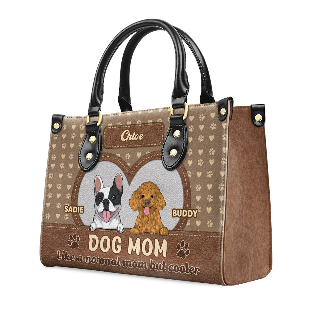 Cool Dog Mom Personalized Custom Leather Handbag