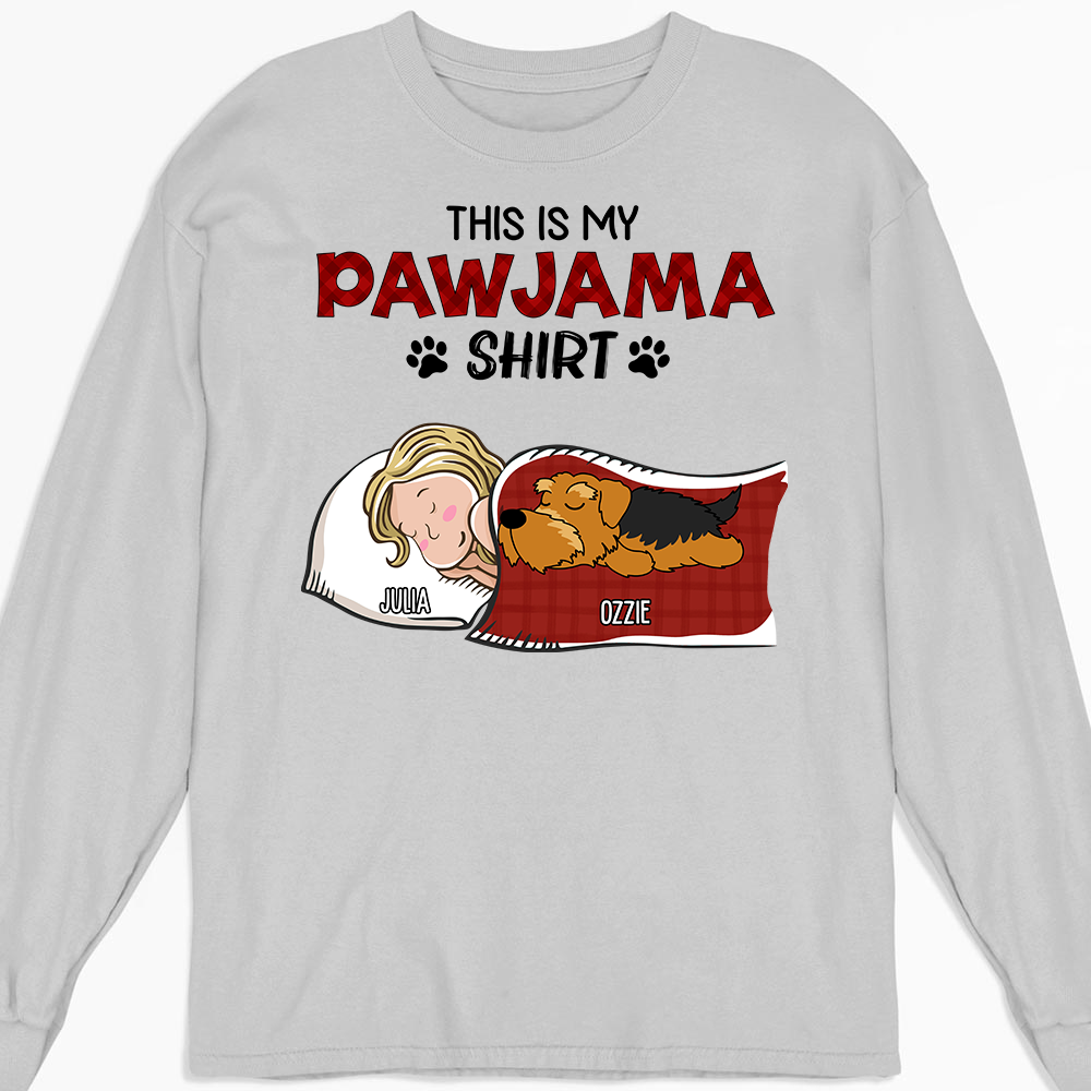 Customizable Personalized Long Sleeve Sleeping Pajama T - Shirt for Pet Lovers