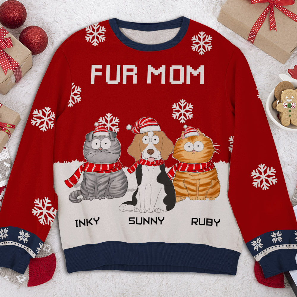 Customizable Dog Mom Snowy All-Over Print Sweatshirt - Ideal Gift for Dog Lovers